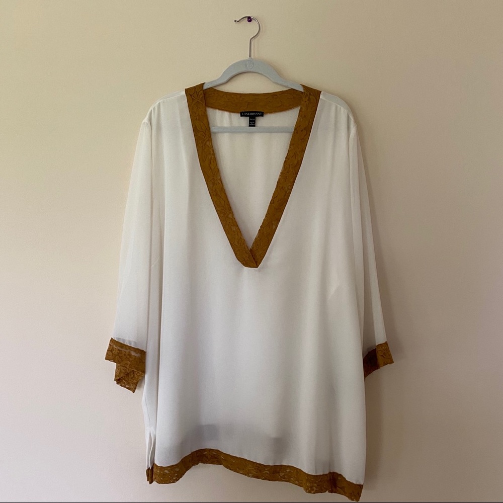 NeverWorn Lane Bryant Sheer V Neck Plus Size Top